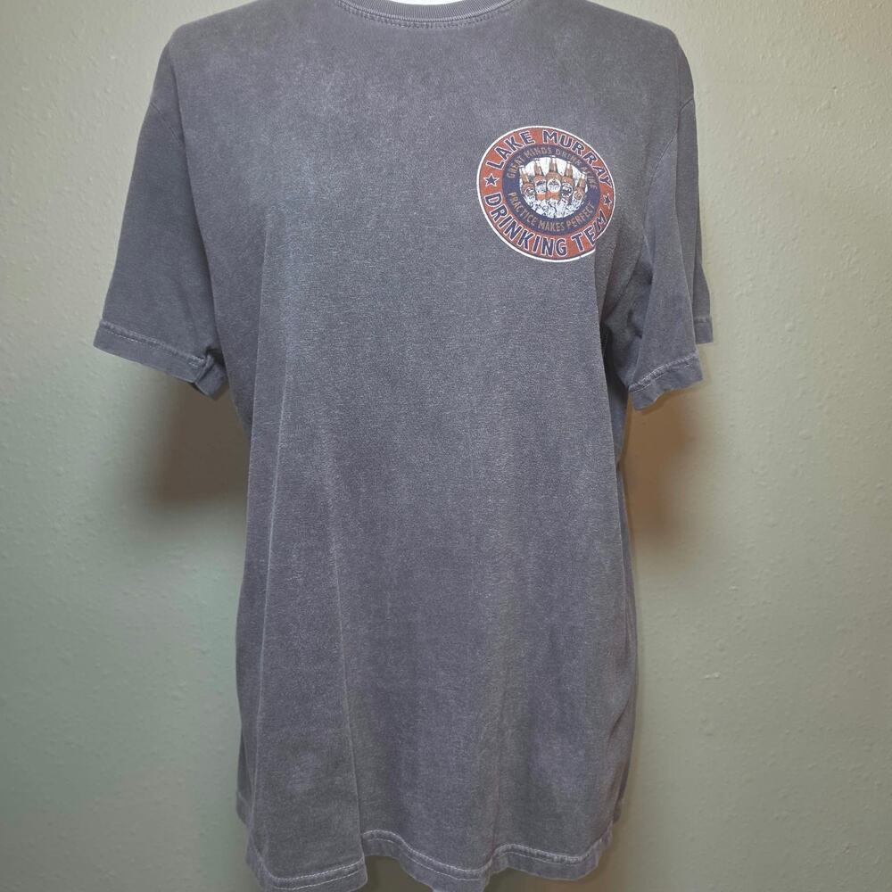 Comfort Colors Lake Murray Drinking Team Graphic Shirt M Charcoal Gray